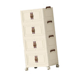Maxbell Foldable Storage Cabinet Fashion Portable for Farmhouse Drawing Room Kitchen Beige 4 Layers 65 cm
