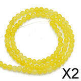 Maxbell 2x4mm Bright Yellow Jade Round Gemstone Loose Beads Strand 15.5 Inch