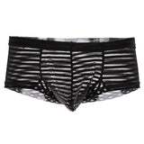 Maxbell Sexy See Through Stripe Boxer Briefs U Convex Underwear for Men M Black - Aladdin Shoppers