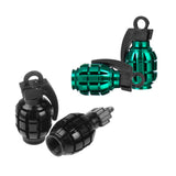 Maxbell 4 Black+Green Grenade Tyre Tire Valve Caps Dust Covers Bike Bicycle MTB BMX Car