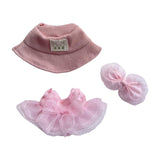 Maxbell 3 Pieces Dolls Dress with Hat Bow Hairpin Costume for 15-17cm Dolls Dress up Pink