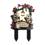Maxbell Hedgehog Decorative Garden Stake 2D Outside Flower Bed Bonsai Yard Art Decor 12.8x20cm