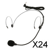 Maxbell 24xDouble Ear Hook Wired Headset Headworn Microphone Black 3.5mm Right Angle