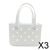 Maxbell 3xBeach Tote Bag Handbag Washable Hole Beach Handbag for Shopping Outdoor Boat White