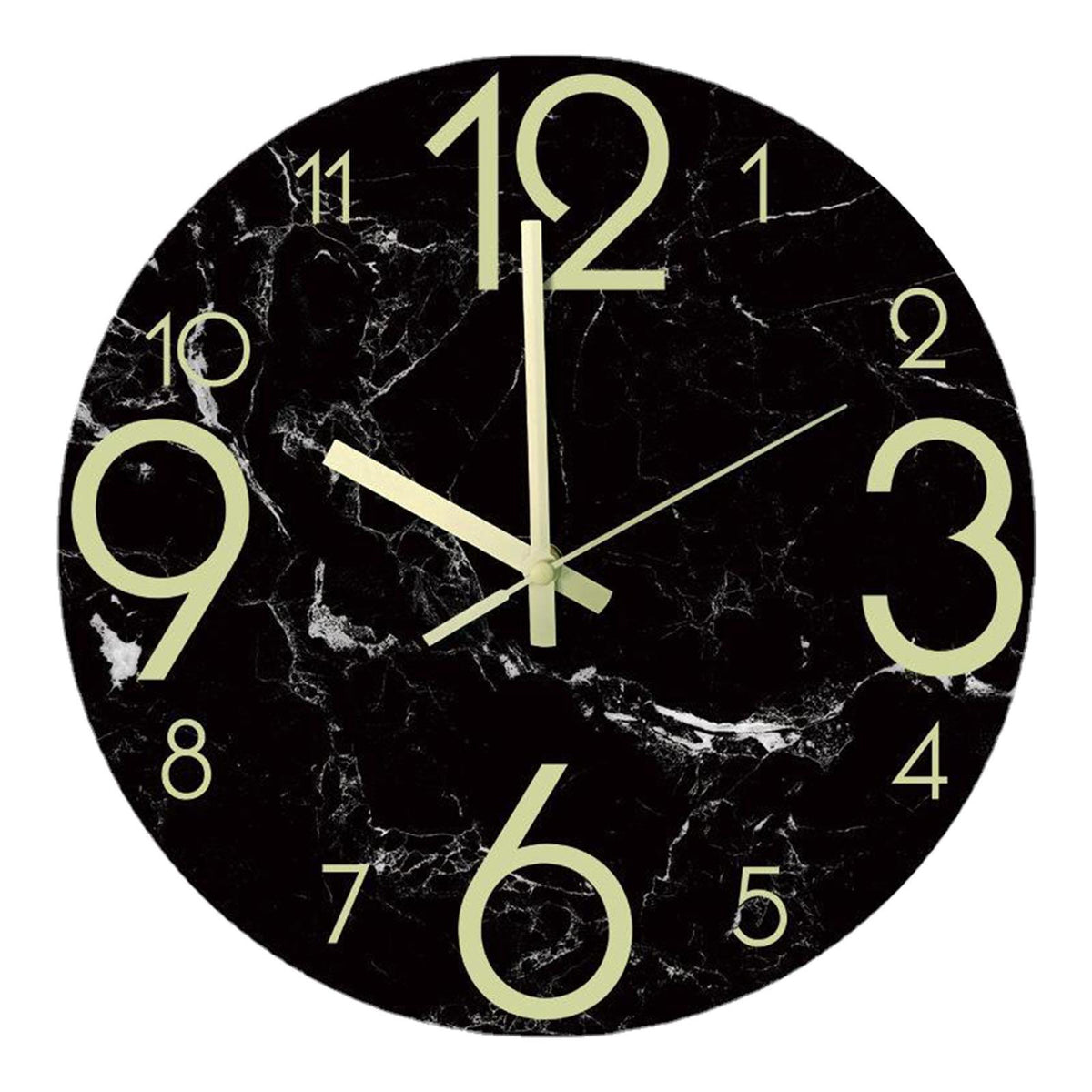 Maxbell Maxbell 12'' Luminous Glow Mute Wall Clock Silent Dark Quartz Bedroom Night Clock Gray