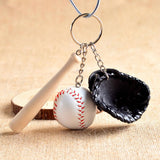 Maxbell Mini Baseball Ball+Bat+Glove Set Pendant Keyring Key Chain Gift - Black
