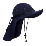 Maxbell Fishing Hat Outdoor Breathable Sun Protective Hunting Sun Hat with Neck Flap Deep Blue