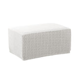 Maxbell Elastic Jacquard Storage Ottoman Cover Footstool Slipcover Protector White Grey