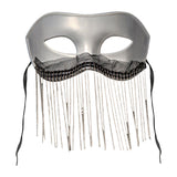 Maxbell Eye Mask with Tassels Cosplay Half Mask for Women Men Prom Stage Performance White