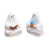 Maxbell 2x Ghost Figurines Halloween Gifts Small Sculptures for Bedroom Balcony Home