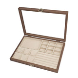 Maxbell Jewelry Box Gifts with Dividers Portable Spacious Display for Rings Daughter Beige White Liner