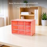 Maxbell 6-Pack 9compartment Drawer Storage Box, pale synthetic Bead Organizer, Desktop Cosmetics Holder, Stackable Transparent Partition, Space-Saving Compartment for Dorm, Bedroom, Office Pink U