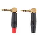 Maxbell 2x 90 Degree Gold Plated 3.5mm 1/8inch 3Pole Audio Male Plug Jack Connector Solder - Aladdin Shoppers