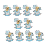 Maxbell Maxbell 10pcs Wooden Blue Horse Carriage Embellishments Card Making Baby Shower