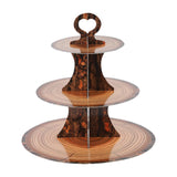 Maxbell 3 Tier Cardboard Cupcake Stand Plate Wood Grain for Camping Anniversary Home