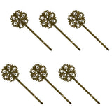 Maxbell 6pcs Vintage Flower Hair Clip Flower Girl Lady Hair Pins Bronze Barrette