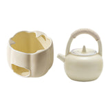 Maxbell Teapot with Warmer Reusable Tea Kettle Flower Tea Pot for Hotel Home Outdoor Beige with Handle