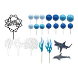 Maxbell 22 Pieces Shark Cake Toppers for Baby Shower Anniversary Valentines Day