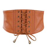 Maxbell Womens Lace Up Cinch Belt Elastic Waist Belt Corset Dress Waistband Camel