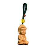 Maxbell Mini Wood Buddha Key Chain Lucky Pendant Accessory Feng Shui Sculpture Craft