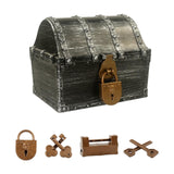 Maxbell Pirate Treasure Chest Decor Decorative Jewelry Box for Play Outdoor Birthday Silver