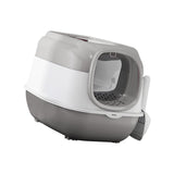 Maxbell Hooded Cat Litter Box with Lid Sturdy Portable Large Pet Litter Box with Lid Gray