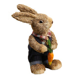 Maxbell 2Pcs Standing Bunny Straw Rabbit Easter Desktop Artificial Animal Model