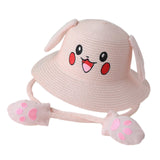 Maxbell Kids Sun Hat Cute Rabbit Hat Breathable Summer Beach Cap Children Bucket Cap Light Pink