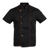 Maxbell 2 Pieces Denim Chef Jacket Coat Short Sleeves Kitchen Uniform Blue Black M
