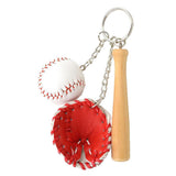 Maxbell Mini Baseball Ball+Bat+Glove Set Pendant Keyring Key Chain Gift - Red