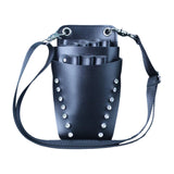 Maxbell Hairdressing Scissors Bag PU Leather Waist Bag for Salon Barbers Black