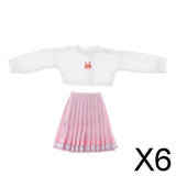 6xFashion Top Pleated Skirt Suit for Blythe 12inch Doll Party Casual Outfits