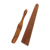 Maxbell Flat Wooden Turner Sourdough Bread Mixing Spurtle for Blending Mixing Frying A