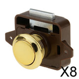 Maxbell 8xPush Button Catch Lock Cupboard Door Knob Campervan Caravan Motorhome Brown