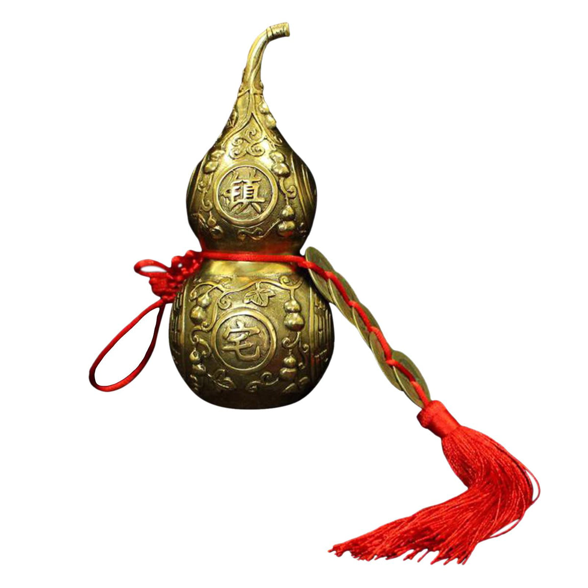 Maxbell Maxbell Feng Shui Brass Gourd Figurine Wealth Auspicious Blessing Decor for Office Desktop Large