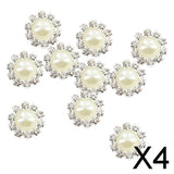 Maxbell 4xPhenovo Crystal Faux Pearl Buttons Flatback Decor DIY 14.5mm 10pcs Beige