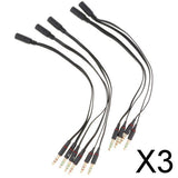 Maxbell 3x5 Pieces Audio Headphone Mic Splitter Cable 3.5mm Female to 2 Dual Male