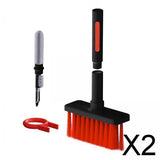 Maxbell 2xMultifunctional Keyboard Brush Cleaning Pen Cleaning Kit for PC Black Red