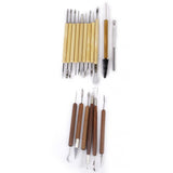 Maxbell 17pcs Wood Handle Wax Pottery Clay Sculpture Carving Modeling Tool DIY Craft Set
