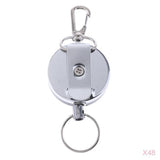 Maxbell 48 Pcs Retractable Key Chains Badge Holders Steel Recoil Ring Belt Clip 60cm