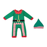 Maxbell First Christmas Baby Outfit Boy Girl with Hat Long Sleeve Newborn Clothes 90 Green