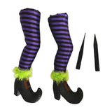 Maxbell 2Pcs Halloween Witch Legs with Stakes Garden Patio Outdoor Wicked Witch Legs Purple