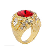 Maxbell Retro Crown Rhinestone Ring Mosaic Curved Finger Rings Unisex Red 18mm - Aladdin Shoppers