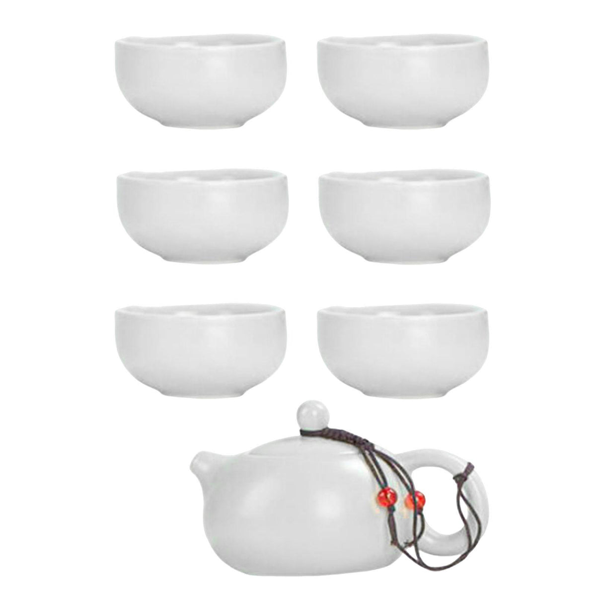 Maxbell Travel Tea Set Practical with Case Ceramic Teapot for Camping Office Outdoor White 6 Cups