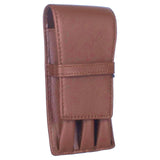 Maxbell Leather Pen Case 3 Slots with Divider Slot Pen Pouch for University Coffee