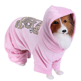 Maxbell Maxbell Pet Dog Hoodie Autumn Coat Velour Jumpsuit Clothes Apparel Pink (S)