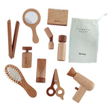 10Pcs Wood Makeup Toy Set Princess Makeup Kit for Children Toddlers Ages 3-6