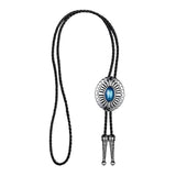 Maxbell Celtic Mens Bolo Tie Wedding Necklace PU Leather Rope Western Cowboy Blue