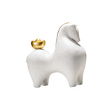 Ceramic Horse Statue Creative Feng Shui Decor for Bookshelf Bedroom Entrance White