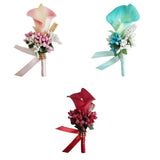 Maxbell 3x Calla Berry Rhinestone Groom Bridal Wedding Corsage